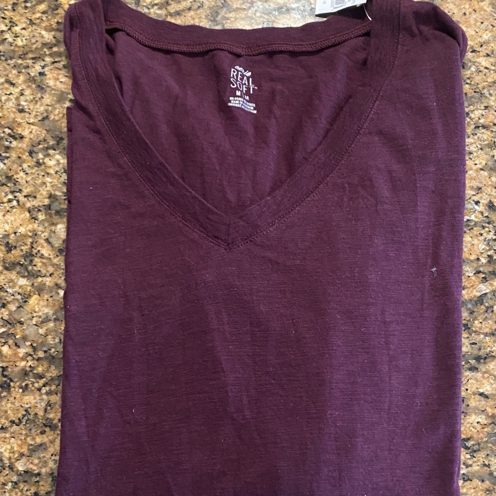 Women's Burgundy V-Neck Tee